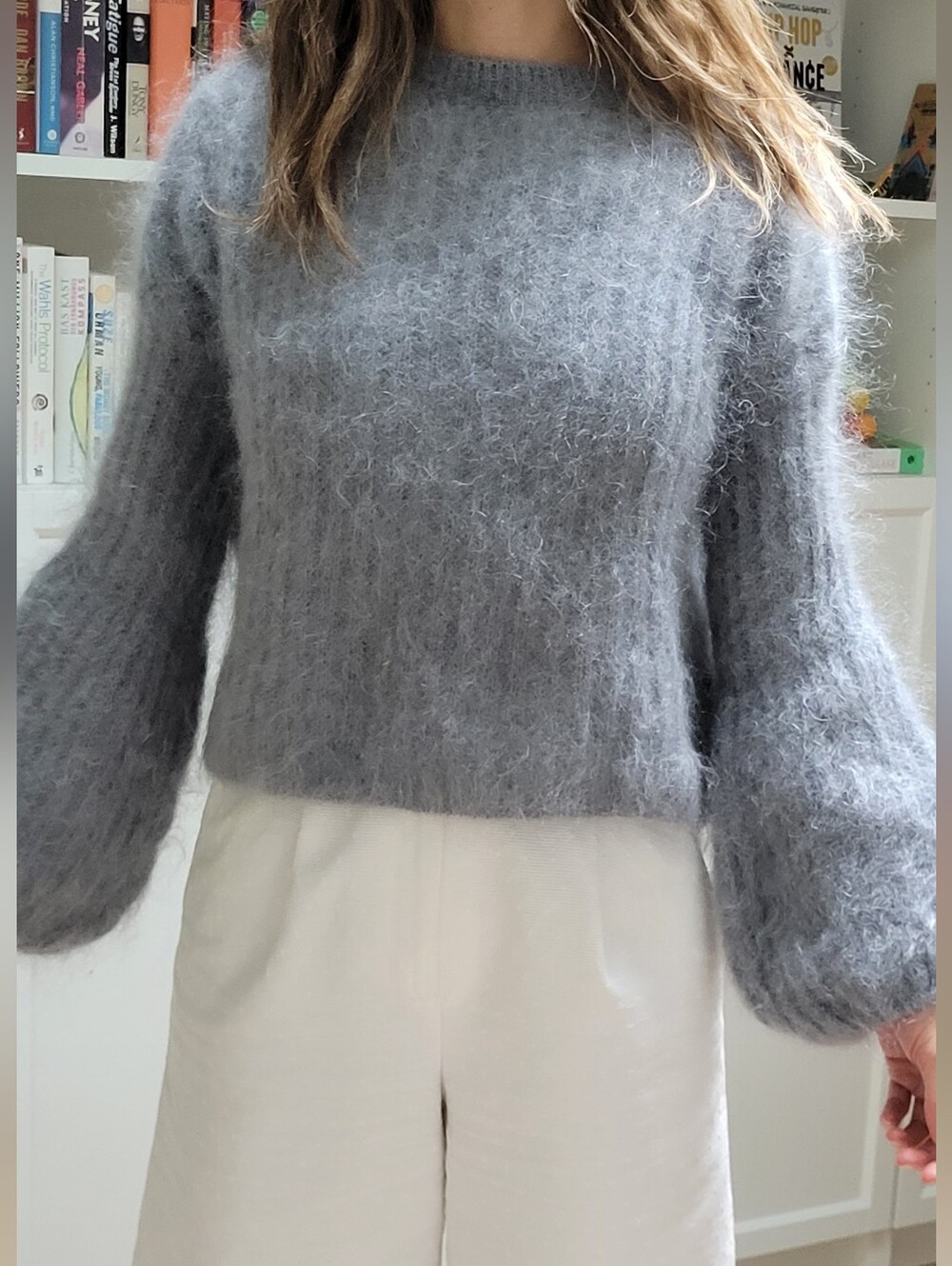 Sixty Days Soft Heather Gray Fuzzy Crewneck Sweater - Women